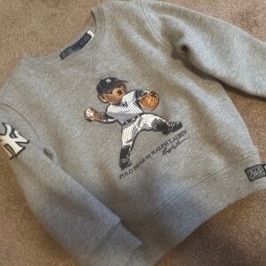 Ralph Lauren Polo NY Yankee Bear Pitching Sweatshirt 4T LIMITED EDITION